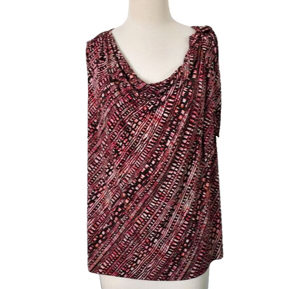 Merona Shirt Top Cowl Neck Womens Plus Size 3X Sleeveless Flowy Brown Pink - Picture 1 of 11